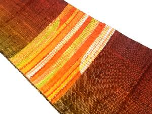 手織り紬抽象模様織出し名古屋帯